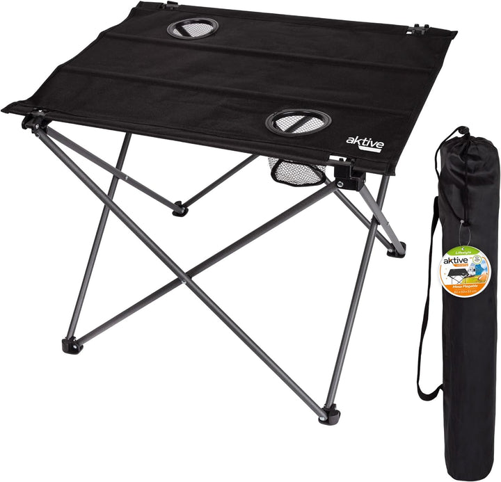 AKTIVE 52843-Klapptisch Textil 61x53x51 cm Camping, Metallrohr + Polyester, rot