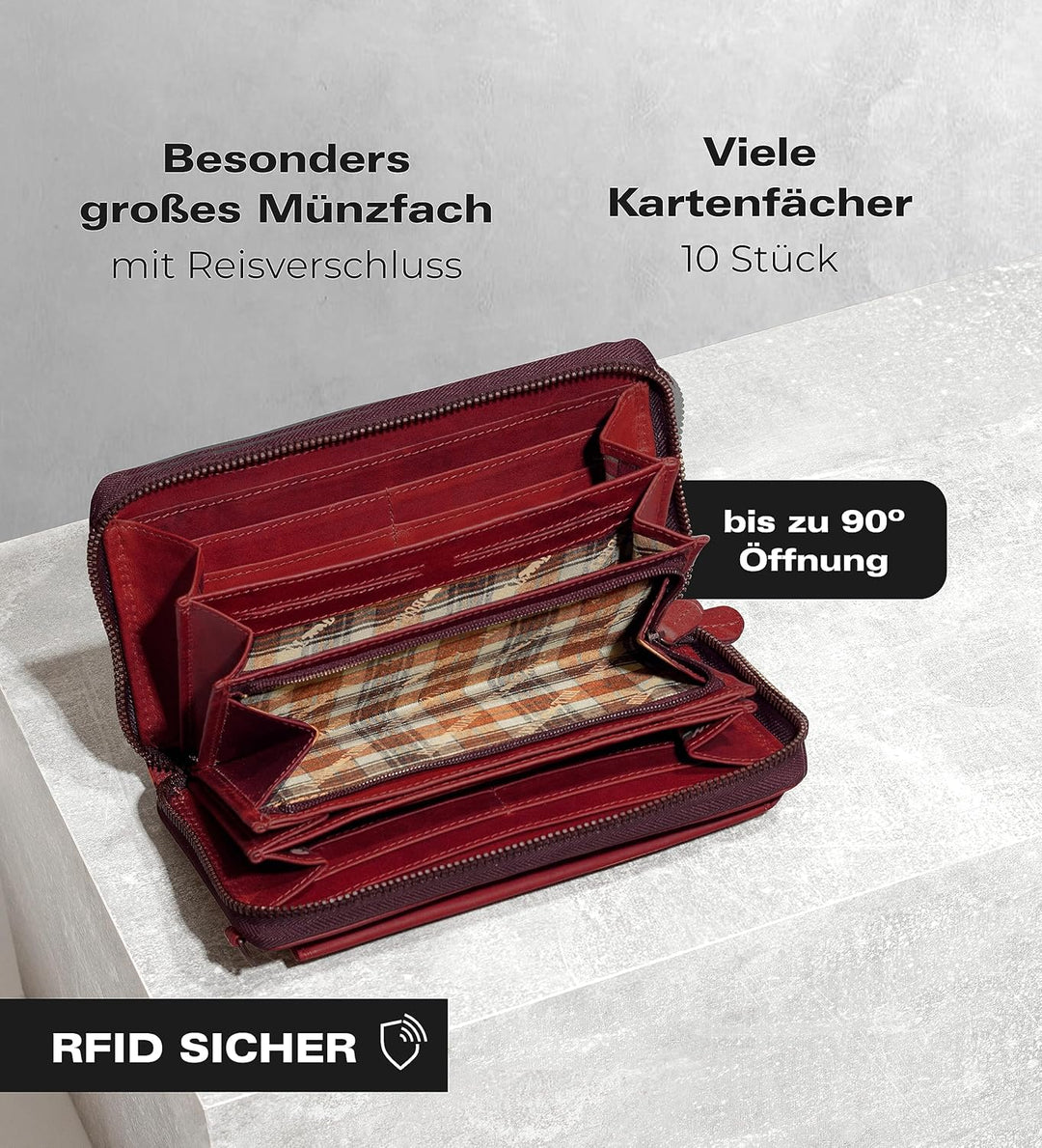 Hill Burry Echtleder Handy Portemonnaie Rinara I Geldbörse | Umhängetasche | Handy Wallet hochwertig