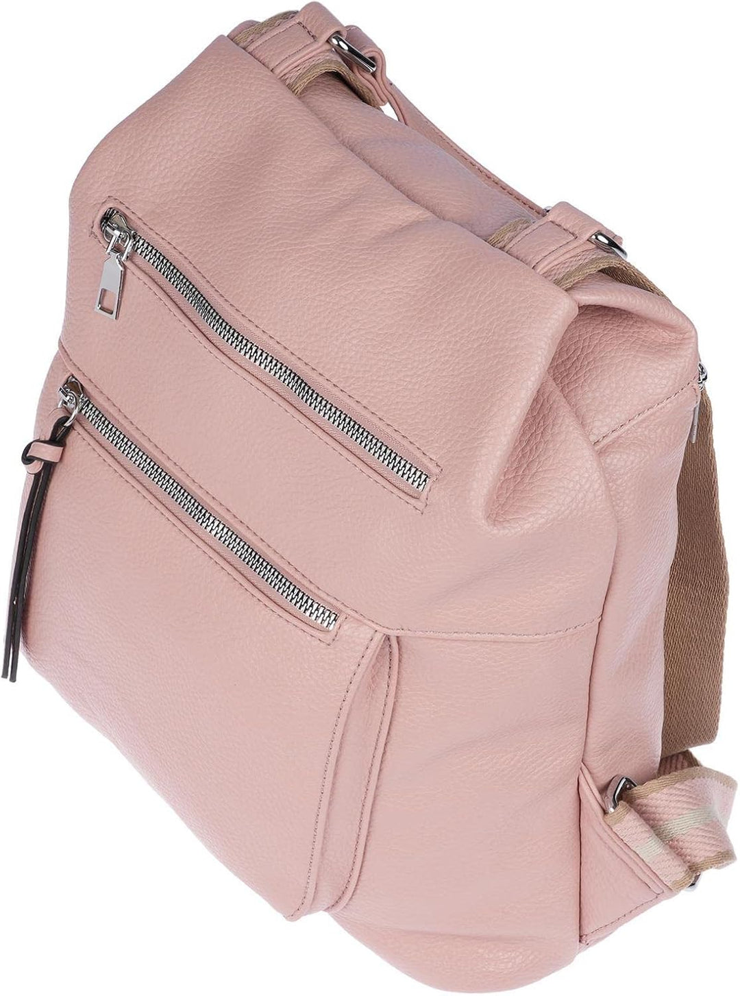 Christian Wippermann grosser Damen City Rucksack Tasche Body Bag Leder Optik Schultertasche Rose, Ro