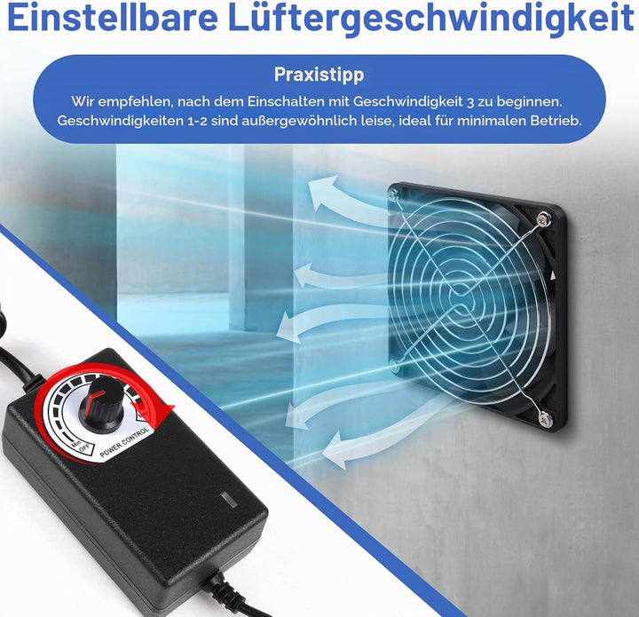 CPROSP Abluftventilator 100mm mit Geschwindigkeitsregler, Rohrventilator, Rauchabzug Ventilator mit