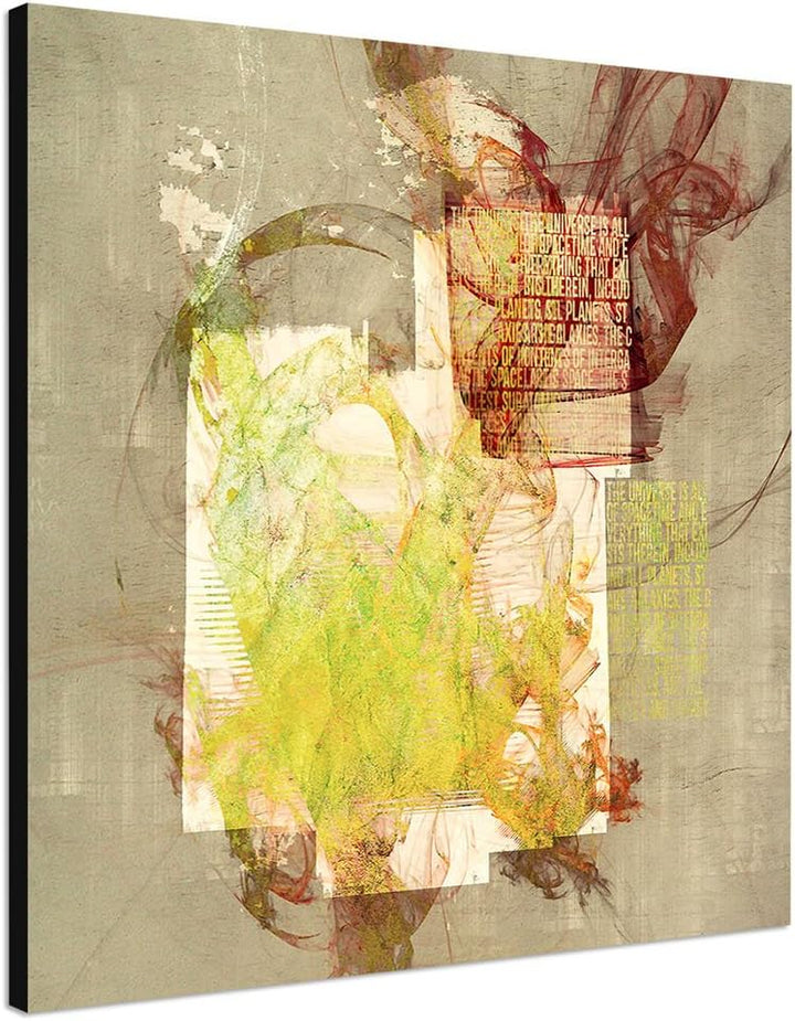 Paul Sinus Art Cluster der Leidenschaft - Abstrakt339_60x60cm Bild auf Leinwand beige weinrot gelbgr