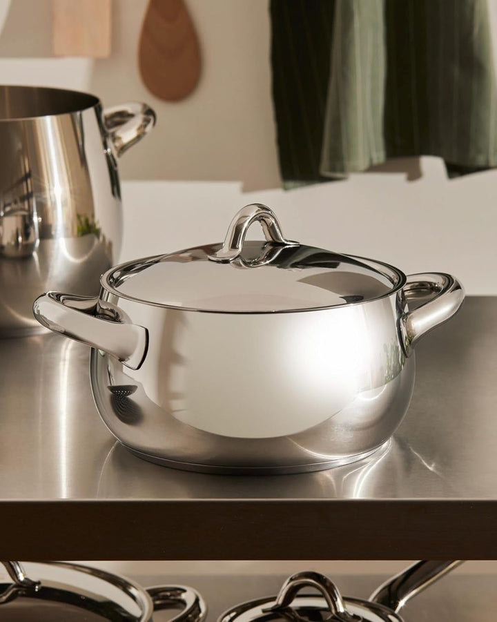 Alessi "MAMI" Kasserolle mit zwei Griffen aus Edelstahl, 24 cm Silber 24 cm, Silber 24 cm