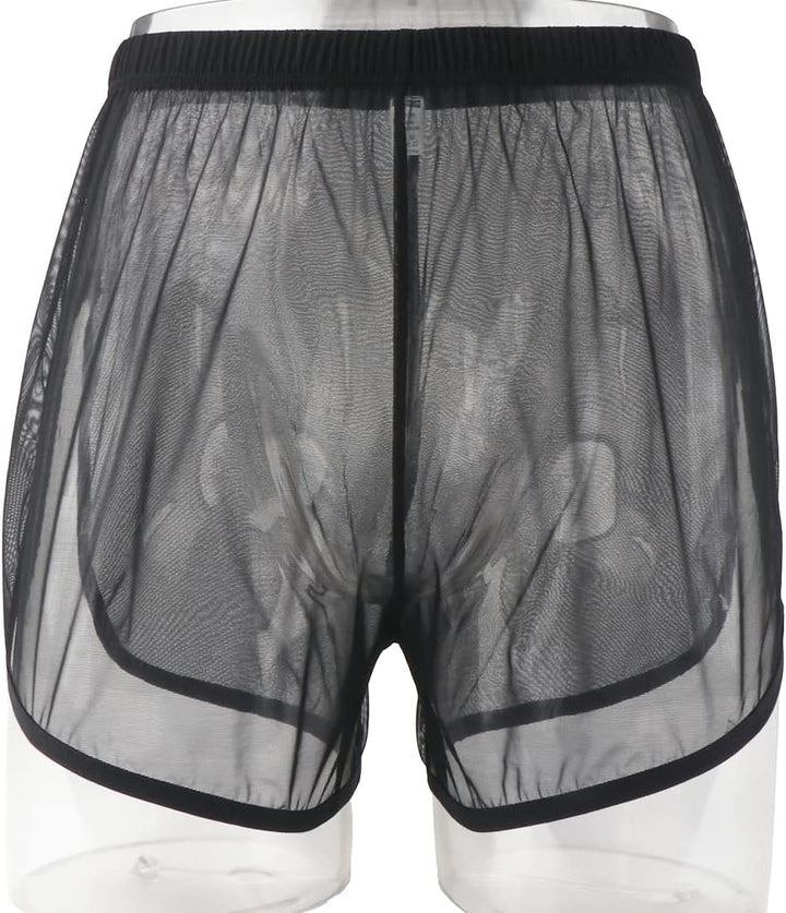BIATWOWR Herren Transparent Sexy Boxershorts Männer Atmungsaktiv Bequem Unterhose Seitlichem Schlitz