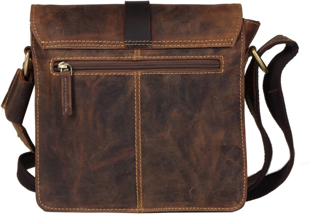 Greenburry Vintage Umhängetasche Leder 22 cm Brown, Brown