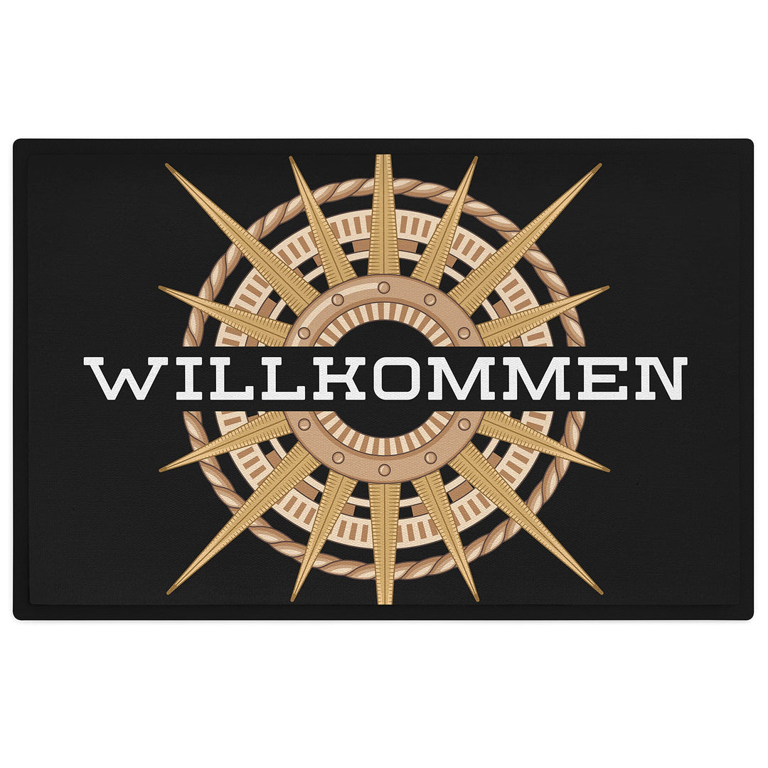 Trendation - Willkommen Fussmatte Grafik Schmutzfangmatte Geschenk Aussen Innenbereich 60x40 cm Wasc