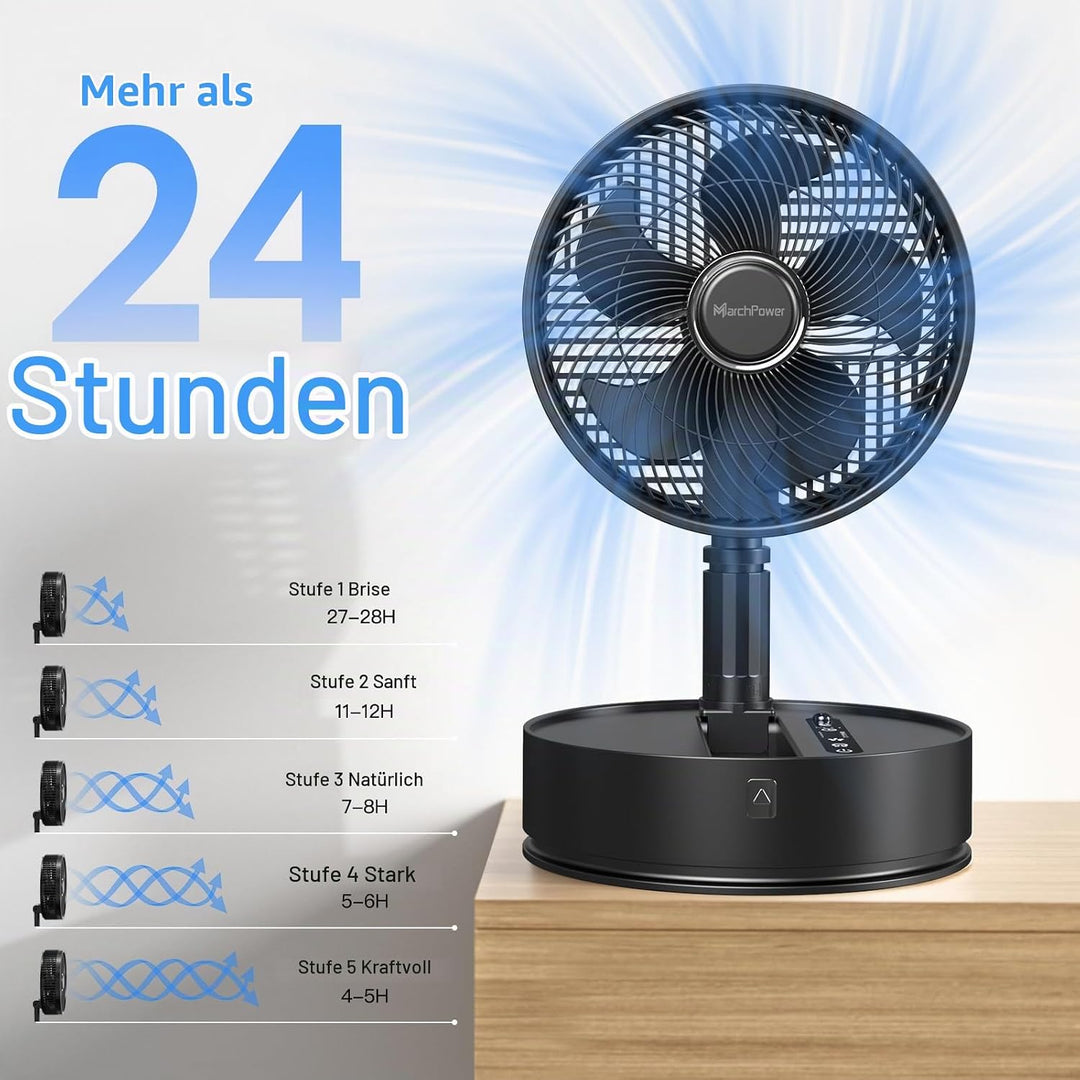 Marchpower Ventilator leise Standventilator höhenverstellbar 92cm Standlüfter mit Tragetasche Fernbe