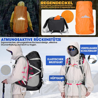 IGOLUMON Wanderrucksack 60L Herren Damen Trekkingrucksack Reiserucksack Grosser Wasserdicht Wandern