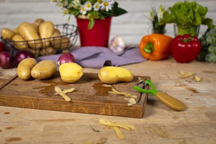 KUHN 22289 RIKON Kinderkitchen Messerset 2-teilig, grün/blau, & Gemüsesparschäler Veggie Kartoffel,