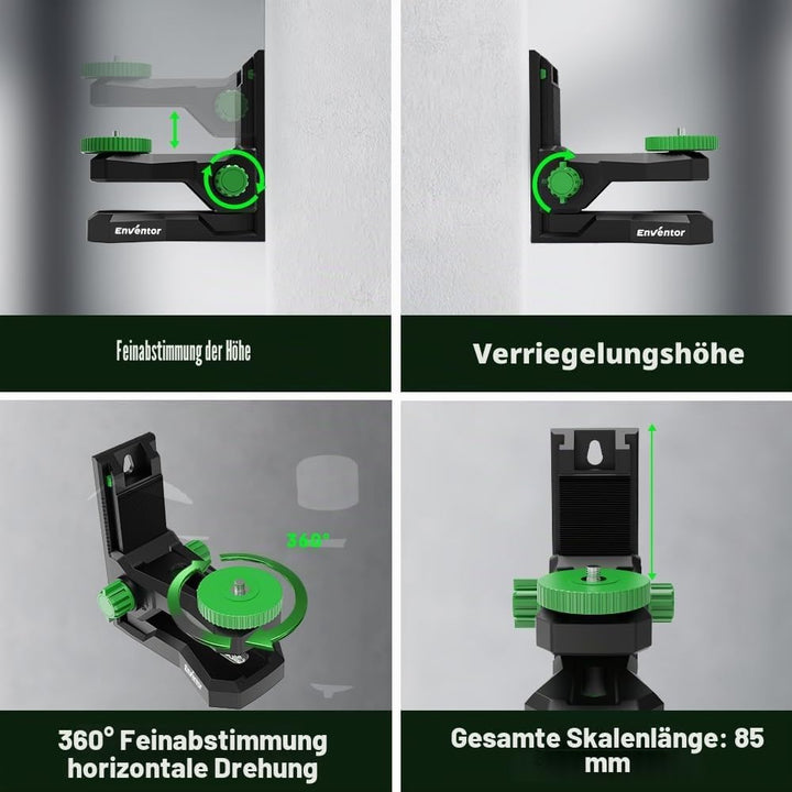 Enventor L-Halterung PV2 Magnetische Laserhalterung, 50mm Höhenverstellung mit Skala, 360° Drehbar,