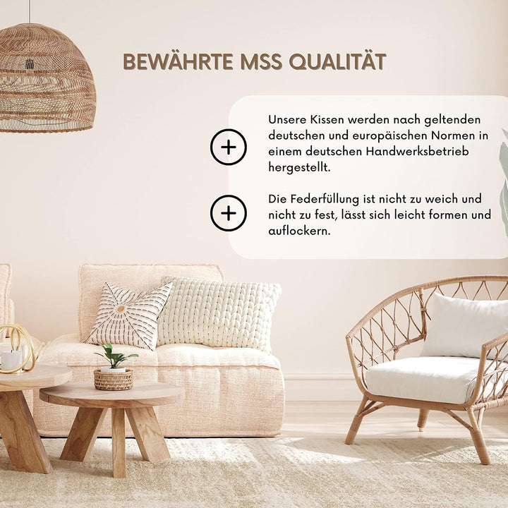 MSS e.K. 2er Set Federkissen | Grösse: 20 x 20 cm | Füllgewicht: je 70 Gramm | 100% Baumwolle | kein