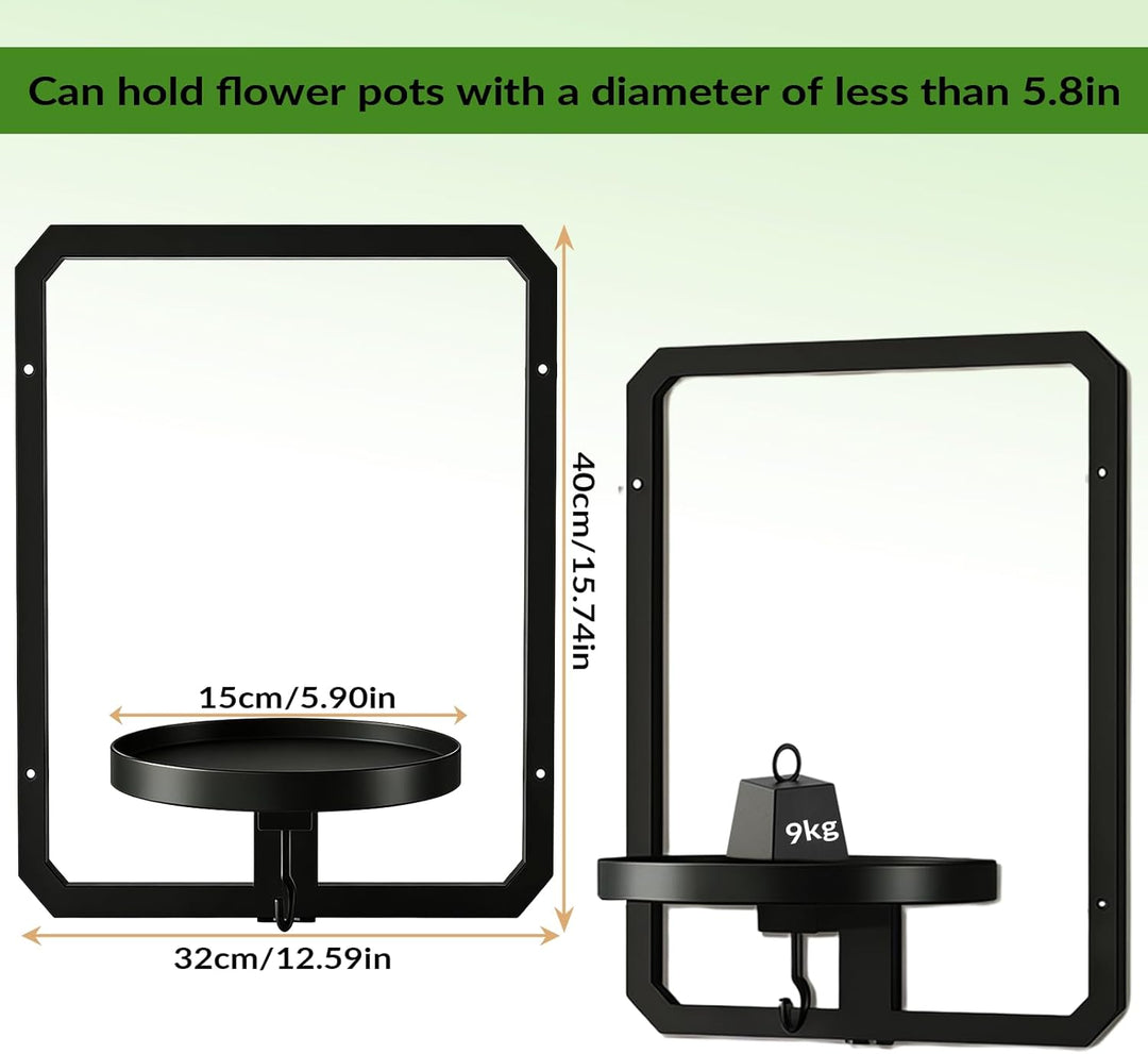 2 Stücke Metall Pflanzregal Schwarz Hängende Blumentöpfe Wandbehang Regal Wand für Blumen Pflanzen G