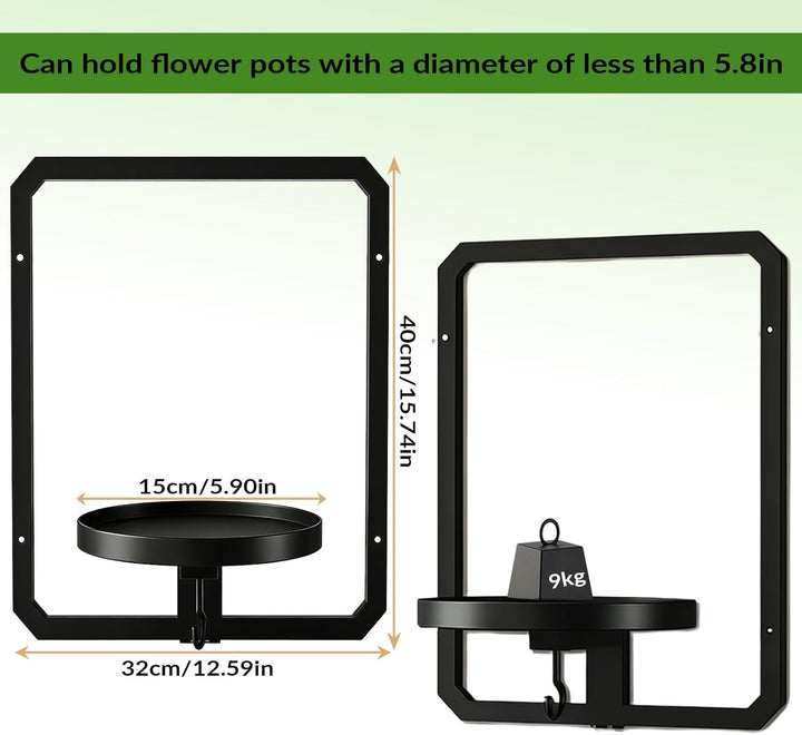 2 Stücke Metall Pflanzregal Schwarz Hängende Blumentöpfe Wandbehang Regal Wand für Blumen Pflanzen G