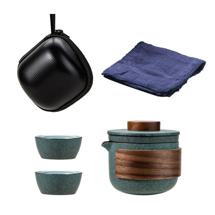 Angoily Chinesische Kung Fu Tee Set Tragbare Reise Tee Set Keramik Porzellan Teekanne Set für Reise