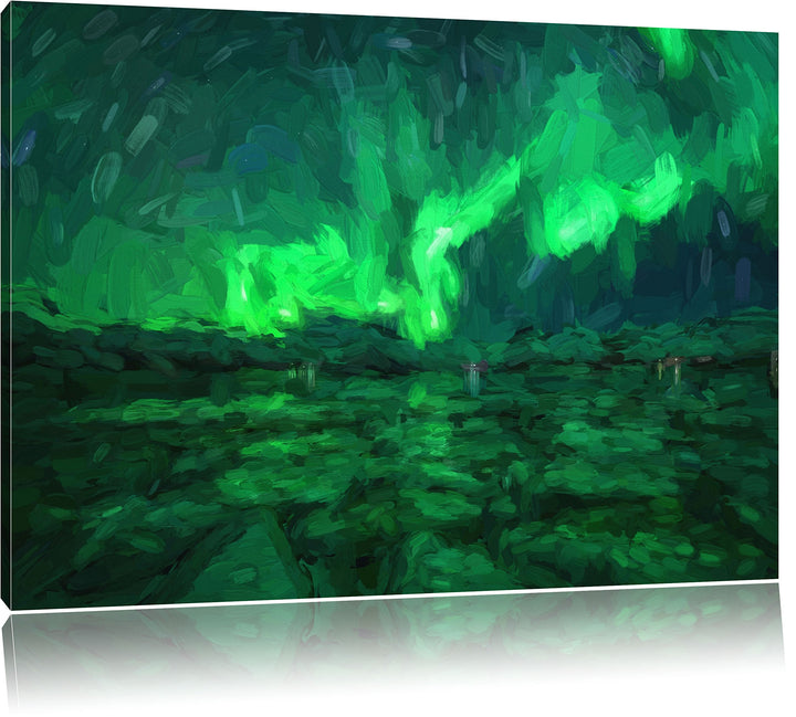 Pixxprint Polarlicht am Himmel Kunst als Leinwandbild/Grösse: 100x70 / Wandbild/Kunstdruck/fertig be