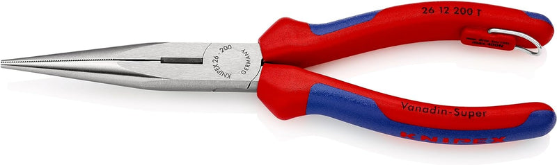 Knipex Flachrundzange mit Schneide (Storchschnabelzange) schwarz atramentiert, mit Mehrkomponenten-H