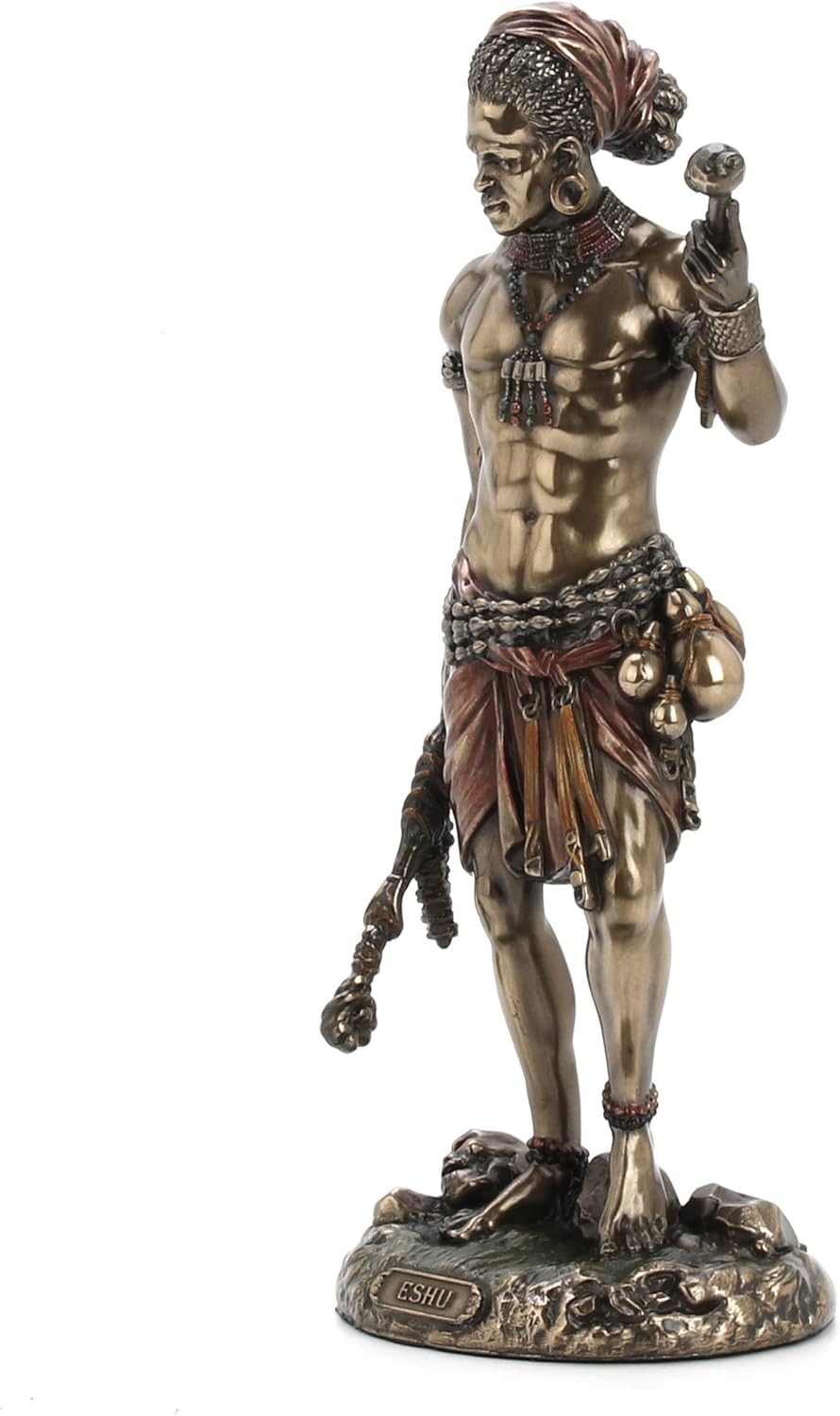 Veronese Design Eshu The Divine Trickster Gott of the Yoruba Kaltguss-Statue, Kunstharz, Antik-Bronz