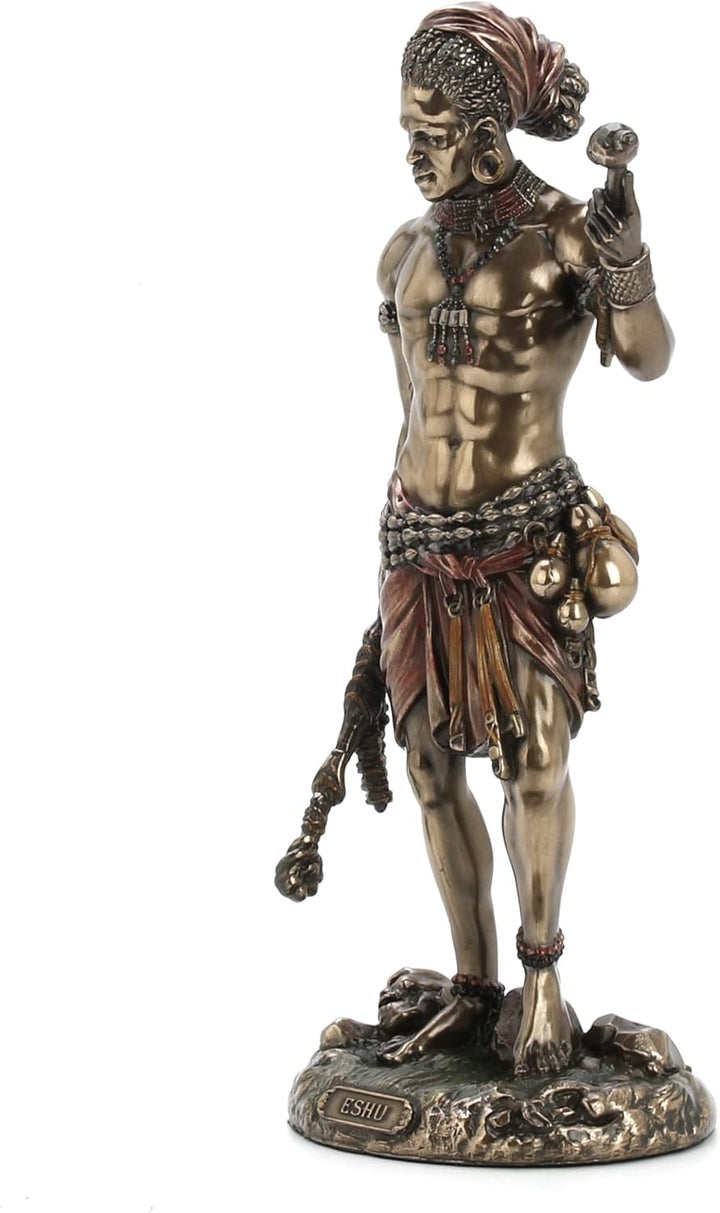 Veronese Design Eshu The Divine Trickster Gott of the Yoruba Kaltguss-Statue, Kunstharz, Antik-Bronz