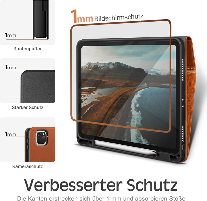 KingBlanc Hülle für iPad Pro 12,9 Zoll 2022 (6. Generation) /2021/2020/2018 (5./4./3. Gen) mit Stift