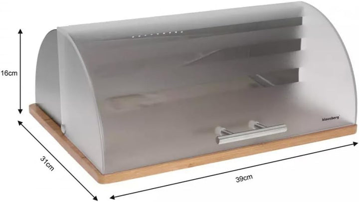 Brotkasten, Brotbox, 39 x 31 x 16cm mit Holzuntergestell und transparente Abdeckung