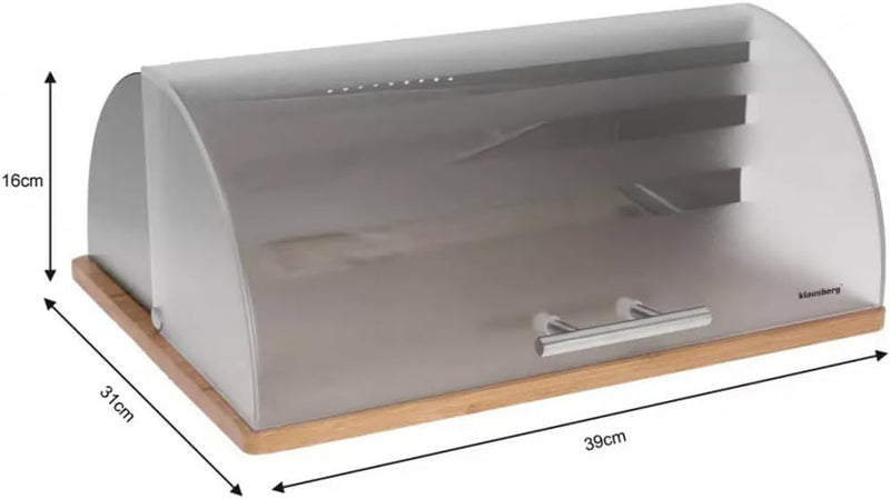 Brotkasten, Brotbox, 39 x 31 x 16cm mit Holzuntergestell und transparente Abdeckung