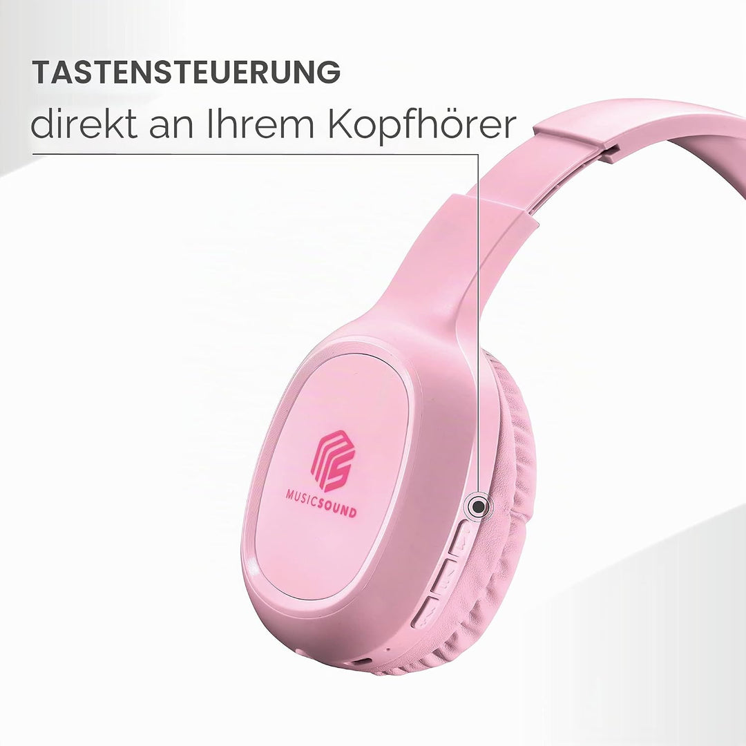 Music Sound | Bluetooth Kopfhörer Basic | Ohrmuschel-Bluetooth-Kopfhörer mit Ausziehbarem Kopfband –