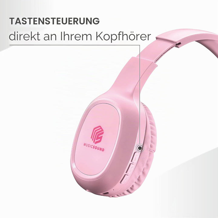 Music Sound | Bluetooth Kopfhörer Basic | Ohrmuschel-Bluetooth-Kopfhörer mit Ausziehbarem Kopfband –