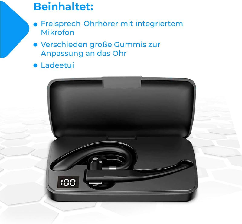 NK Wireless Bluetooth Headset 5.0 + 450 mAh Ladekoffer - Freisprech-Headset, Mikrofon, Clear Voice P