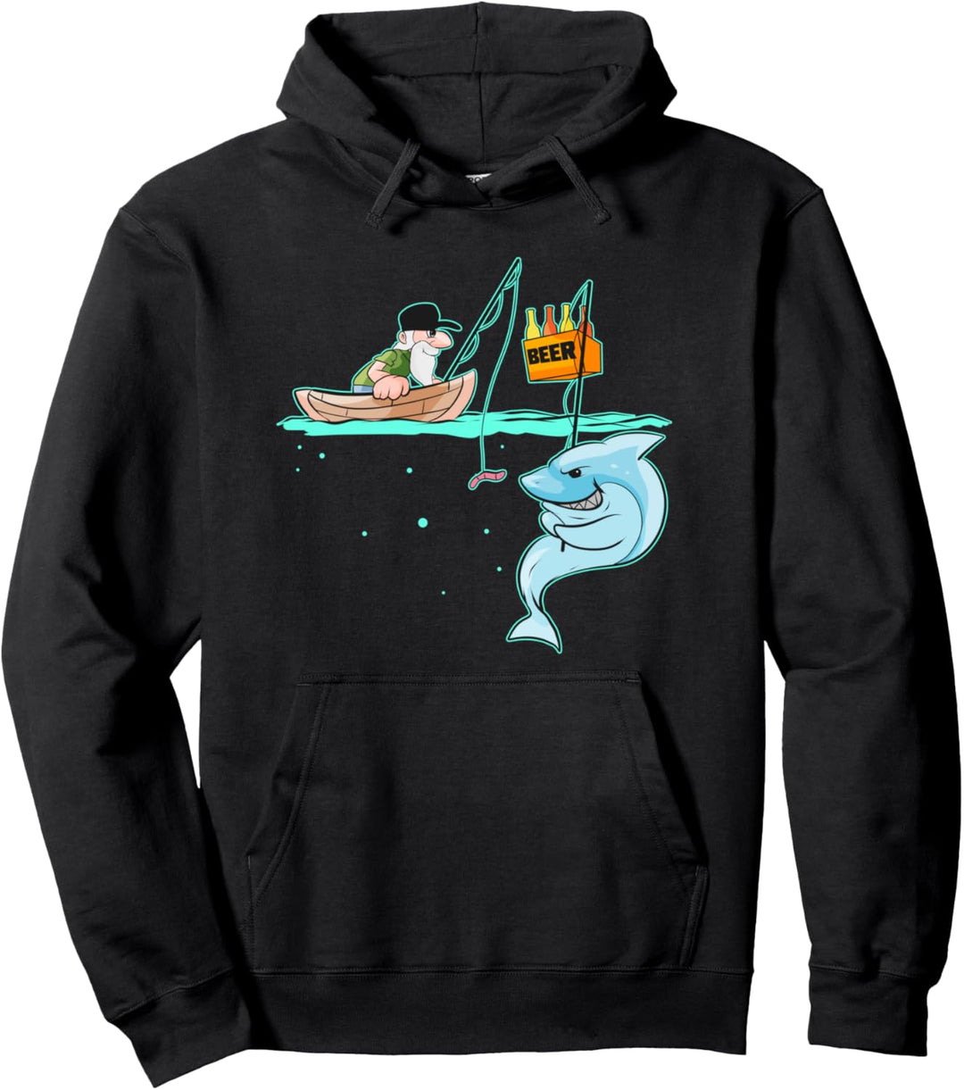Lustiges Haifisch Angler Geschenk für Fischer Angeln Pullover Hoodie