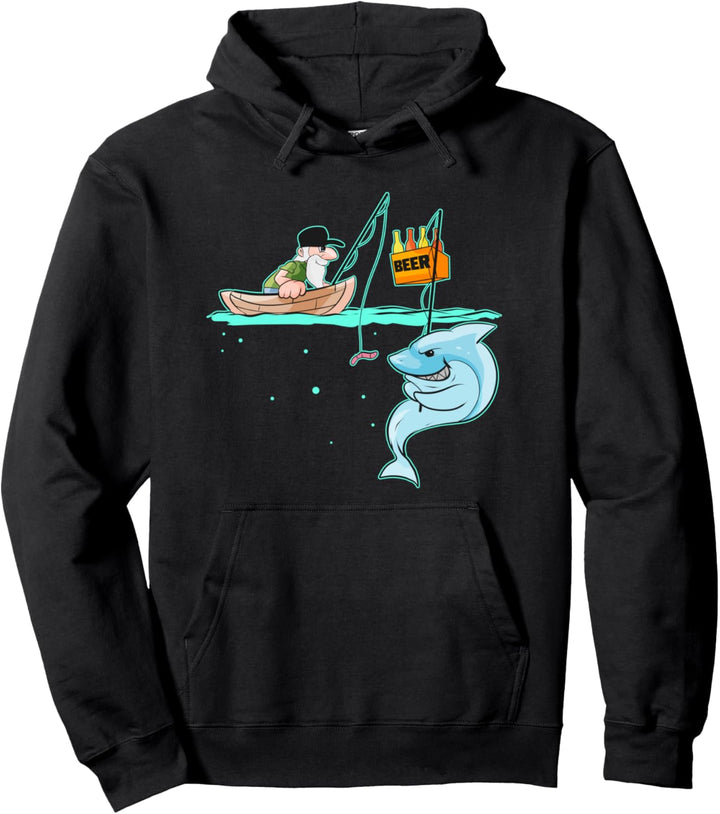 Lustiges Haifisch Angler Geschenk für Fischer Angeln Pullover Hoodie