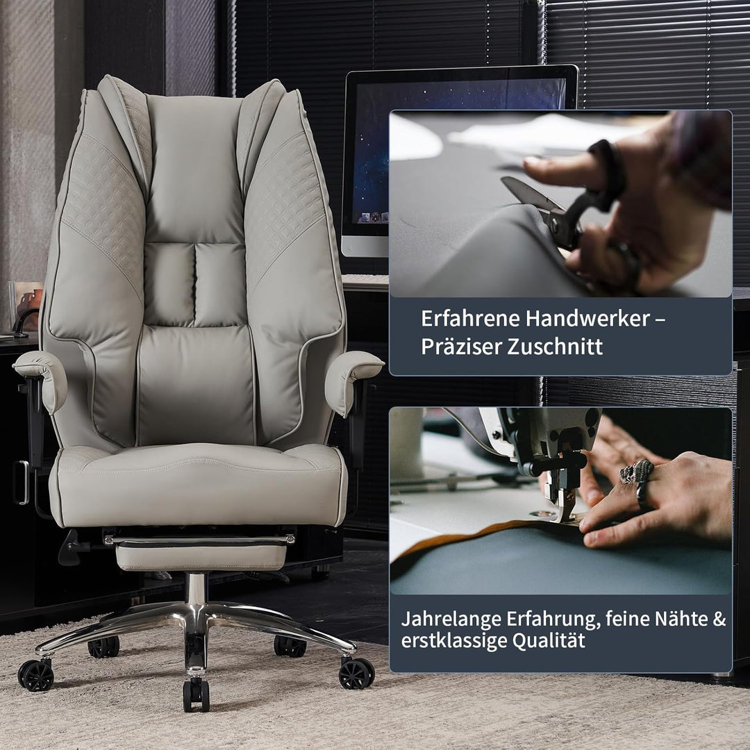 Chefsessel Ergonomisch 200kg - Schwerlast Bürostuhl, Taschenfederkern zur Rückenentlastung, Schreibt