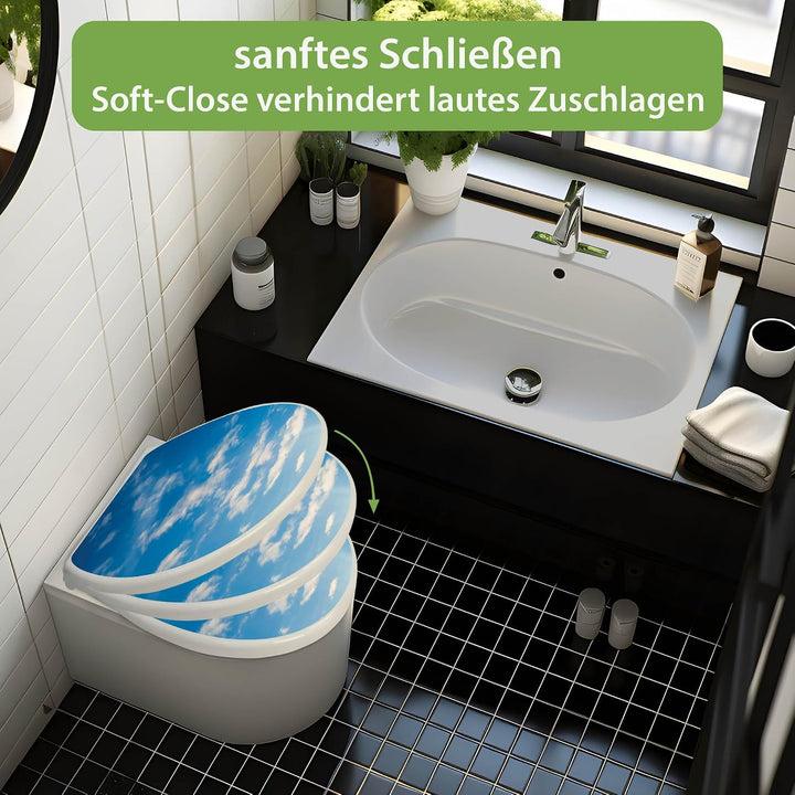banjado Toilettendeckel mit Absenkautomatik 44,5x37cm - Soft Close Toilettensitz - WC Sitz mit Absen