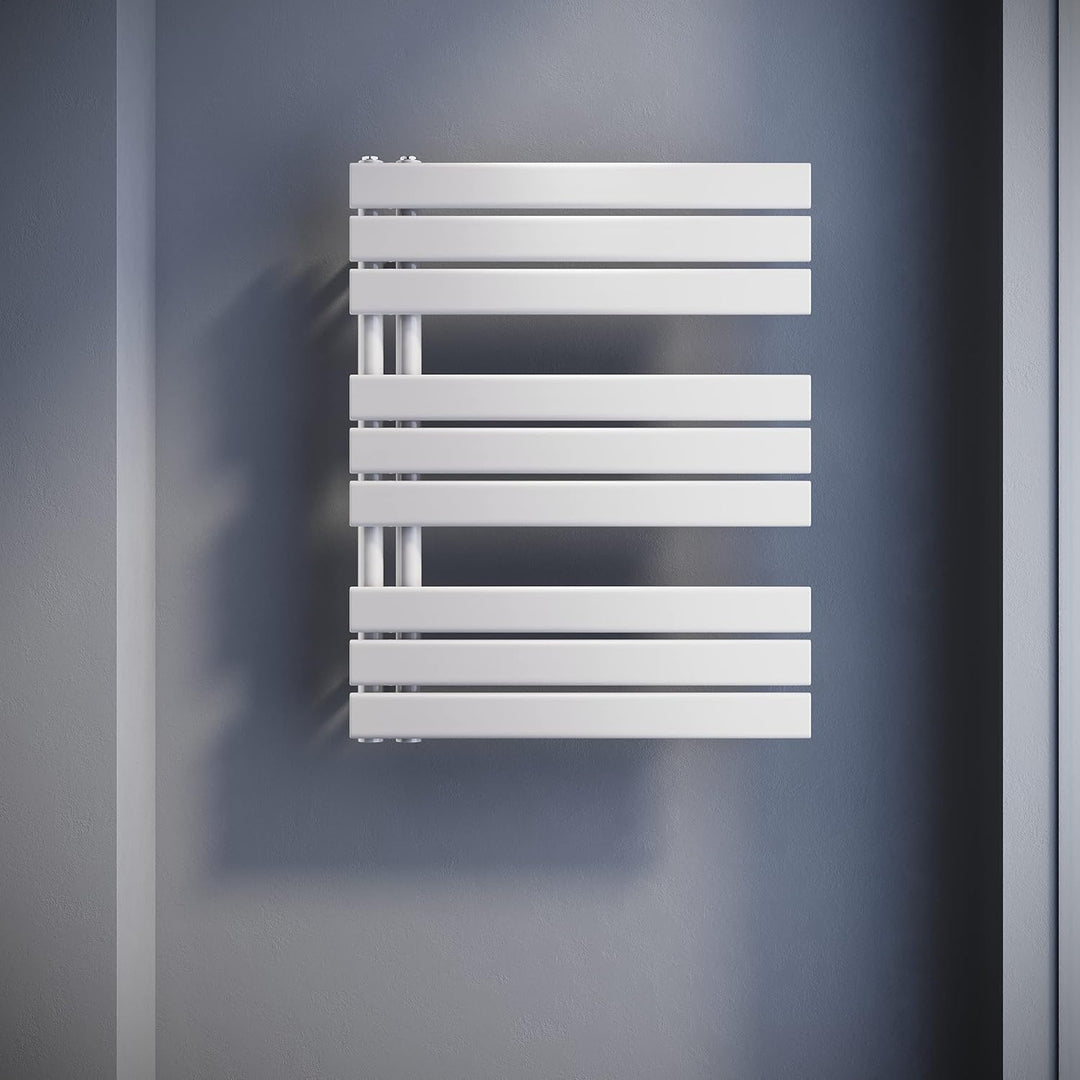 SONNI Badheizkörper Flach Handtuchtrockner 762 x 600 mm Weiss Handtuchwärmer Seitenanschluss Panel H