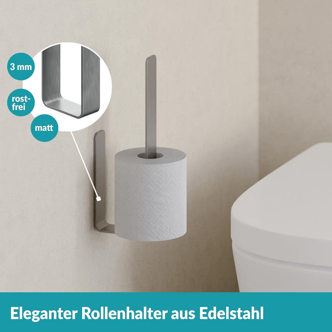 WEISSENSTEIN Toilettenpapier Aufbewahrung ohne Bohren - Toilettenpapierhalter Edelstahl für die Wand