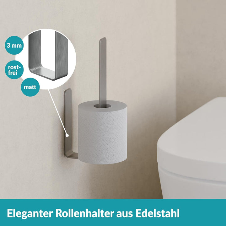 WEISSENSTEIN Toilettenpapier Aufbewahrung ohne Bohren - Toilettenpapierhalter Edelstahl für die Wand