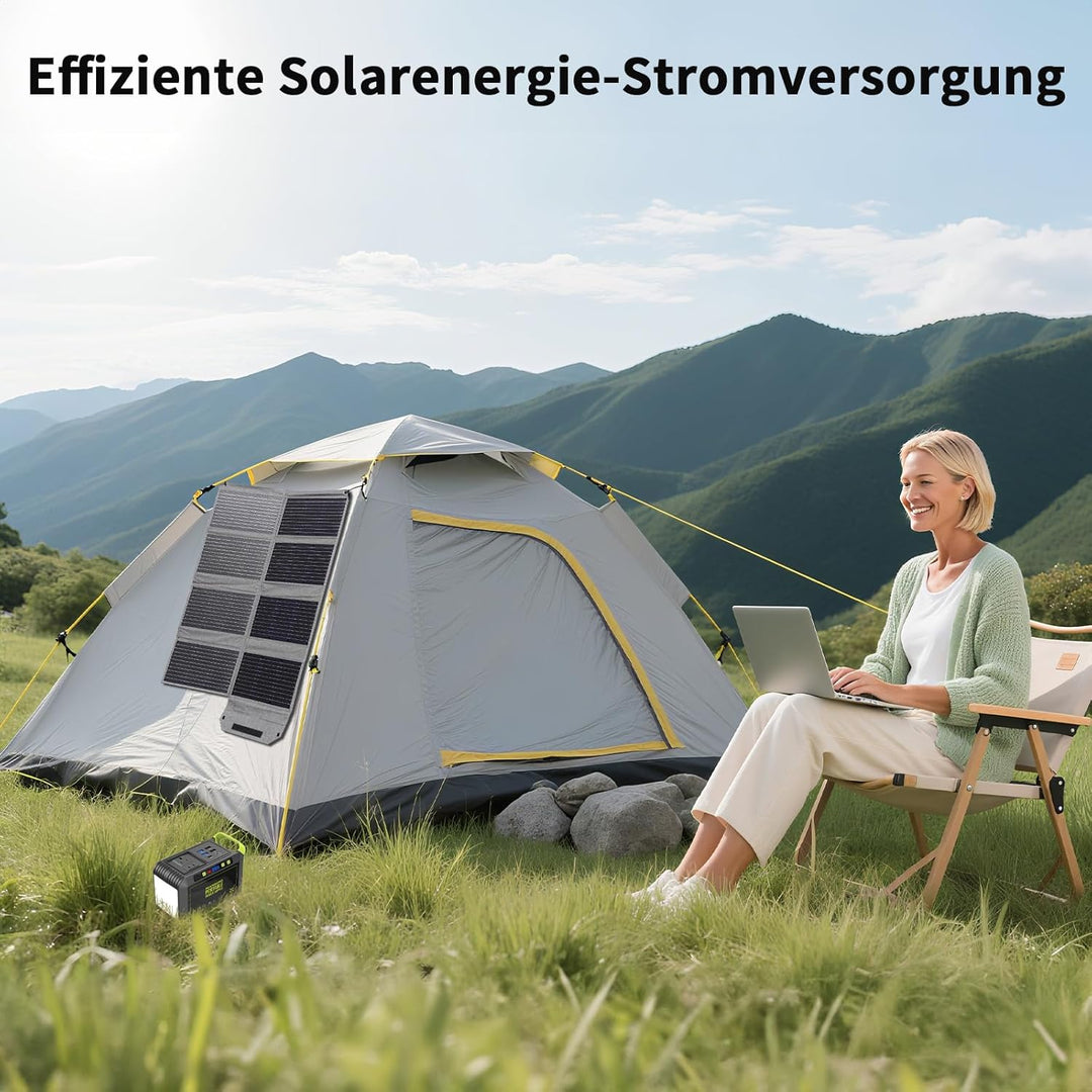 MHPOWOS 80W Faltbares Solarladegerät, Tragbares Camping-Solarpanel mit USB C, USB A und DC Ausgängen