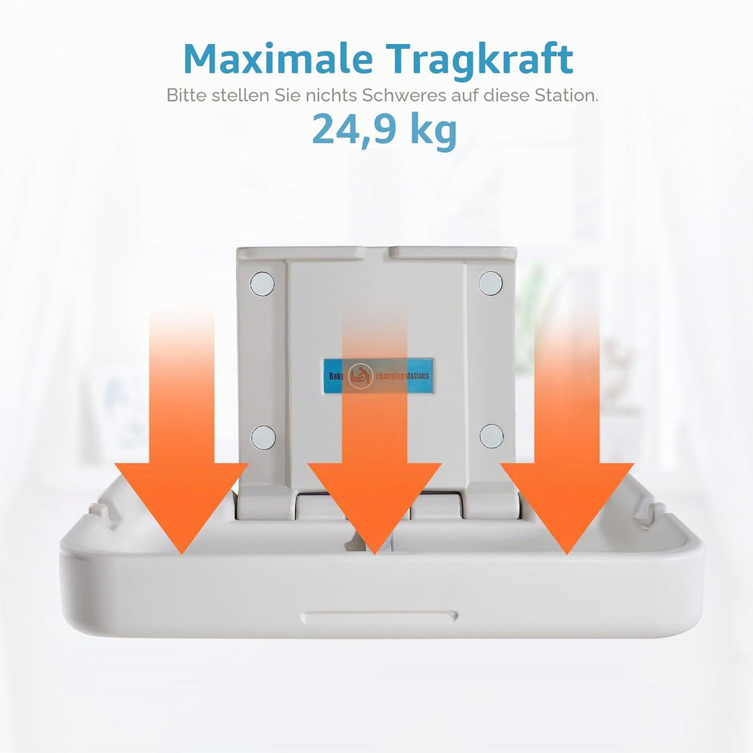 Wandmontierter Wickeltisch, klappbarer Wickeltisch, Wickelstation mit Sicherheitsgurt, horizontaler