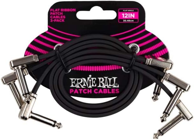 Ernie Ball Flachband-Patchkabel, 3er-Pack, 30 cm Schwarz 30,5 cm 3 Stück, Schwarz 30,5 cm 3 Stück