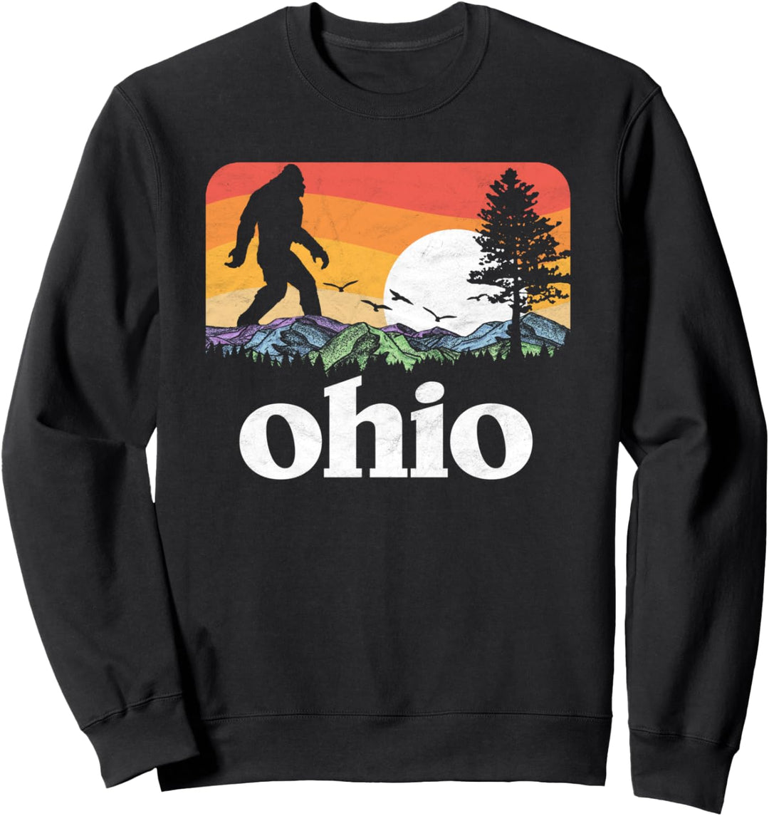 Retro Ohio Bigfoot Mountain & Trees Nature Outdoors Sweatshirt