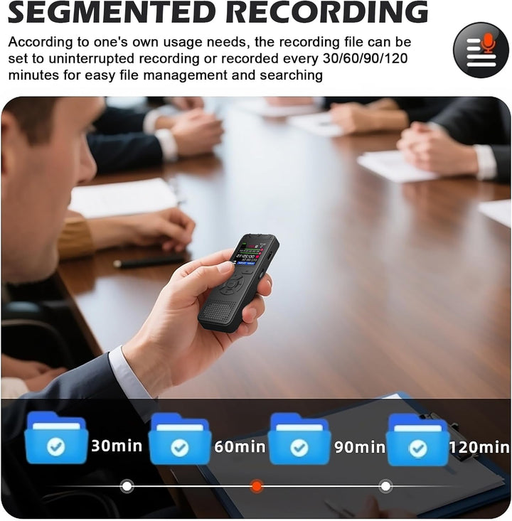 Diktiergerät Aufnahmegerät mit Playback 32GB, 1536Kpbs Stunden Audioaufnahmegerät MP3 Voice Recorder