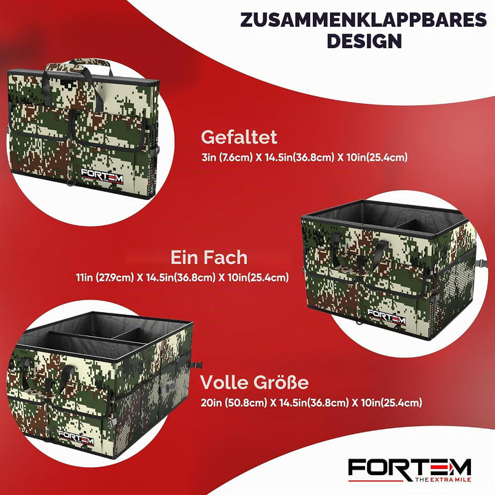 FORTEM Kofferraum Organizer, Kofferraumtasche, Zusammenklappbarer Auto Organizer Kofferraum mit Fäch