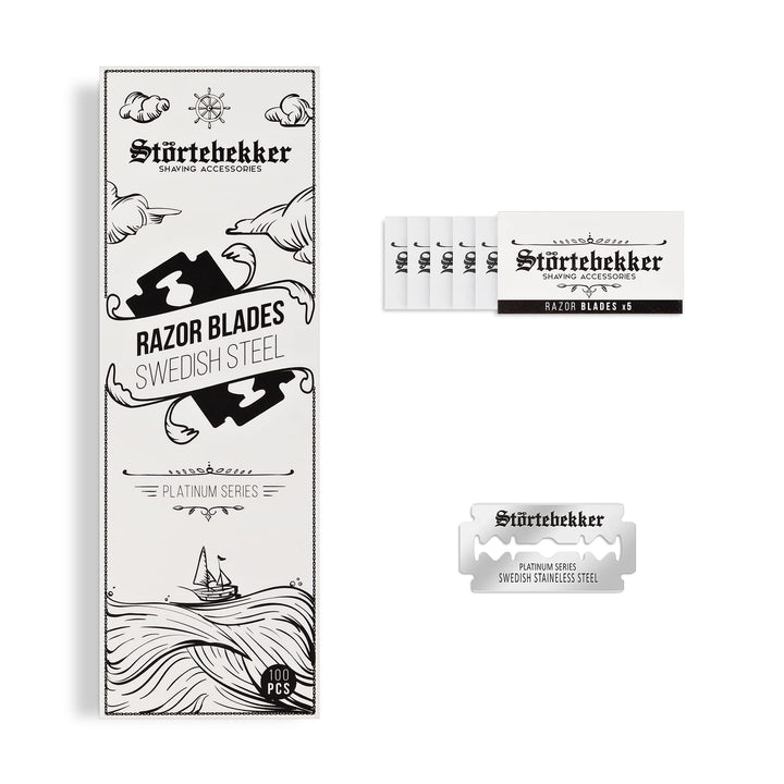 Störtebekker® Premium - 100 scharfe Rasierklingen für Rasierhobel & Rasiermesser - aus schwedischem