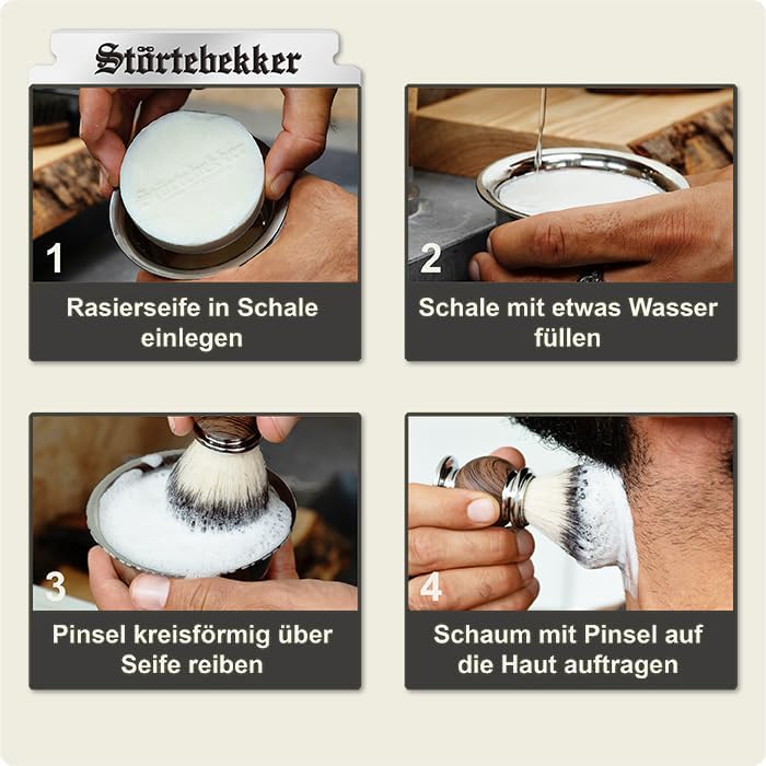Störtebekker® Premium Rasierständer Set - mit Rasierhobel, Rasierpinsel, Rasierschale und Rasierseif