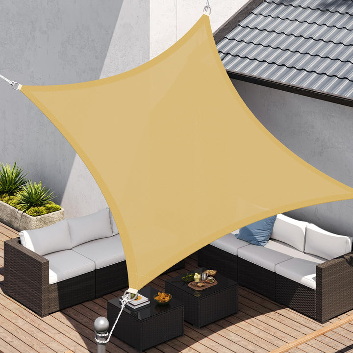 SONGMICS Sonnensegel 2 x 2 m, Sonnenschutz aus HDPE-Gewebe, luftdurchlässig, wasserdurchlässig, für