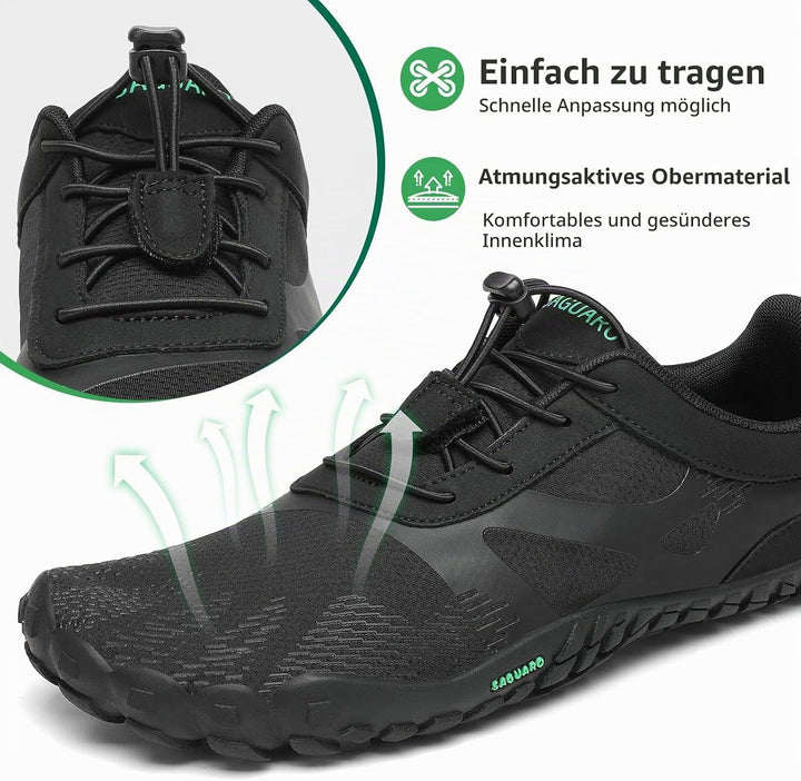 SAGUARO Unisex Barfussschuhe Outdoor Zehenschuhe Traillaufschuhe 37 EU Schwarzkohle, 37 EU Schwarzko