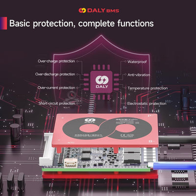 DALY 3S-24S BMS 15A bis 200A Schutzplatine mit Ausgleichsdraht und Temperatursensor für Lithium-Akku