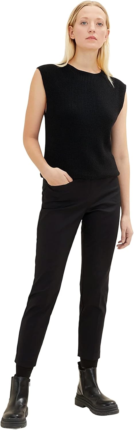 TOM TAILOR Damen Mia Slim Fit Chinohose 40W / 28L 14482 - Deep Black, 40W / 28L 14482 - Deep Black