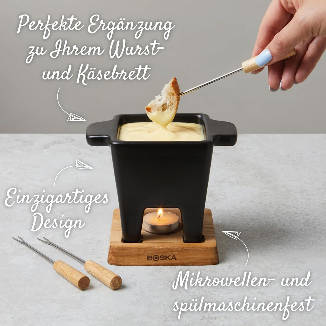 Boska Tapas Fondue Nero, für 200ml Fonduekäse, 5-teilig, 145x100x120 mm A 1 - Pack