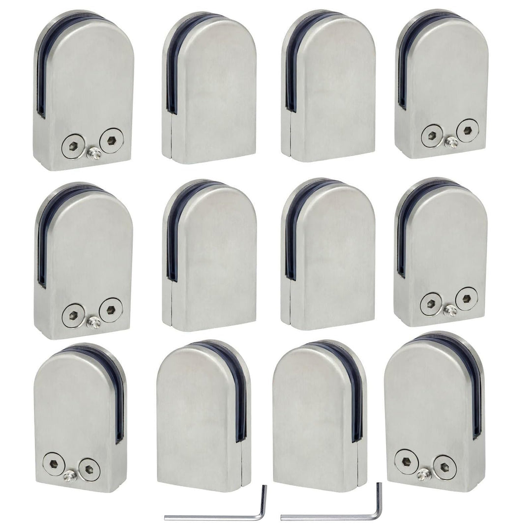 (Verbesserte Version) 12 x Edelstahl Glasklemme 304 Stainless Steel Klemmhalter Glasklemmhalter Glas