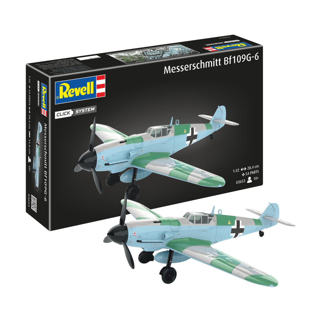 Revell Modellbausatz I Messerschmitt Bf109G-6 I Easy-Click-Bausatz I Detailreiches Militärfahrzeug I