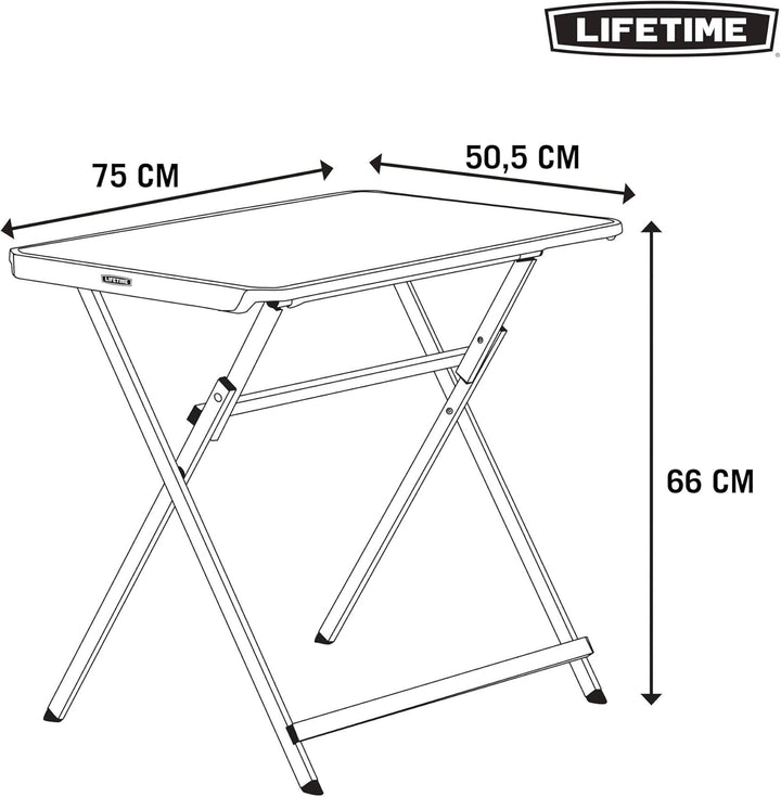Lifetime 92210 – Schwarzer klappbarer Beistelltisch | Tragbarer Klapptisch, Masse 75 x 50,5, Höhe 66